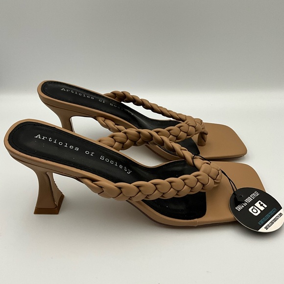 Articles Of Society Sandals Size 9 Tan Braided Heels - Picture 2 of 7